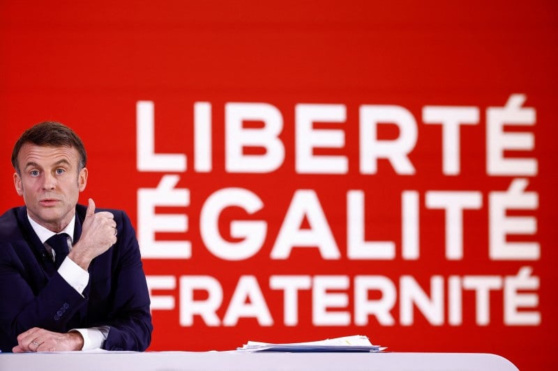 Emmanuel macron lors d'une conference de presse au palais de l'elysee