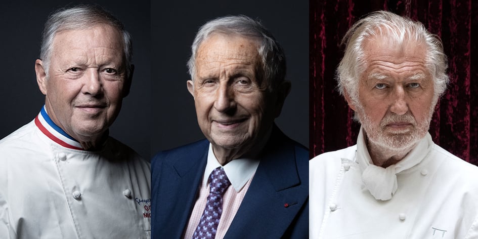 Georges Blanc, Michel Guérard et Pierre Gagnaire (de gauche à droite).