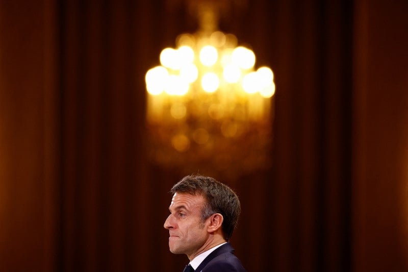 Emmanuel macron lors d'une conference de presse au palais de l'elysee