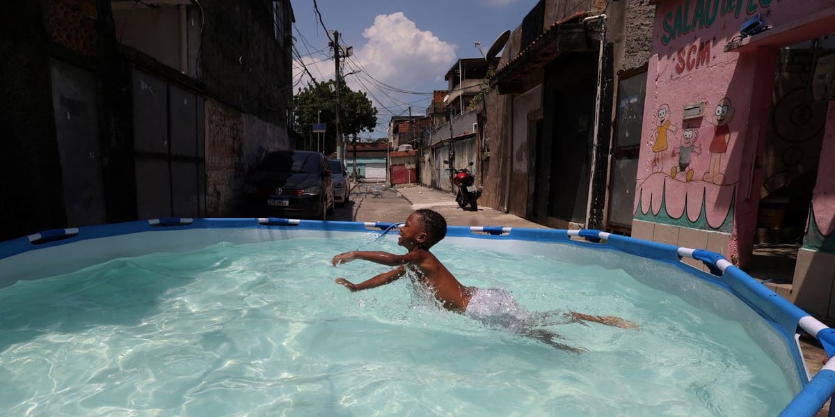 Le quartier de Cidade de Deus à Rio de Janeiro au Brésil, le 23 janvier 2025, touché par un nouvel épisode de canicule.