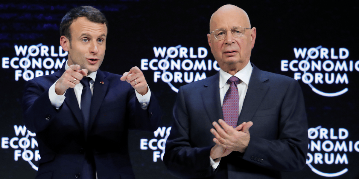 Emmanuel Macron, Klaus Schwab, Davos 2018, World Economic Forum (WEF)