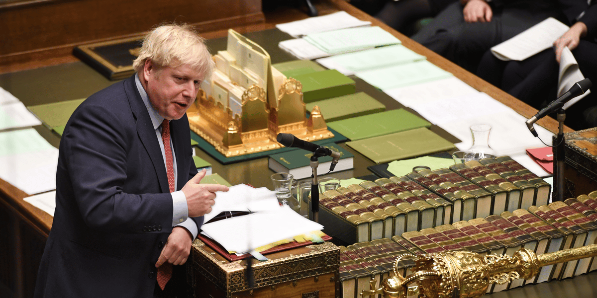 Boris Johnson, Premier ministre britannique au Parlement de Londres, le 22 janvier 2020