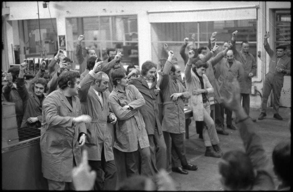 Lip, atelier, horlogerie, autogestion, usine, Mai 1968, Mai-68, Crédit : Mémoire vive, Ville de Besançon, assemblée générale, AG, autogestion,