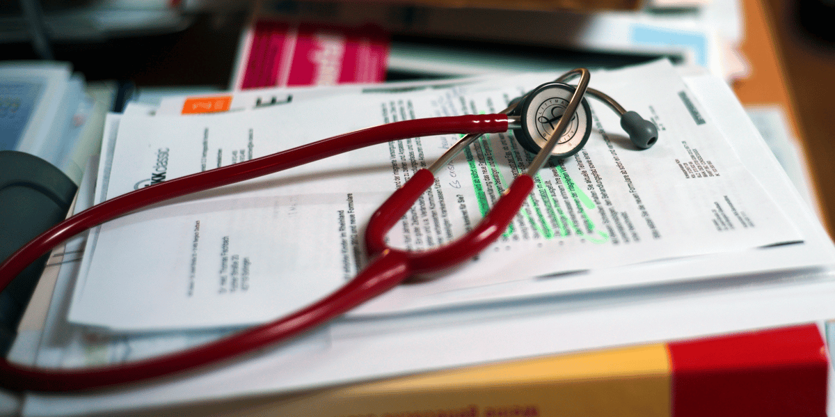Santé, stéthoscope, médecin, dossier médical, clinique, hôpital, médecin,