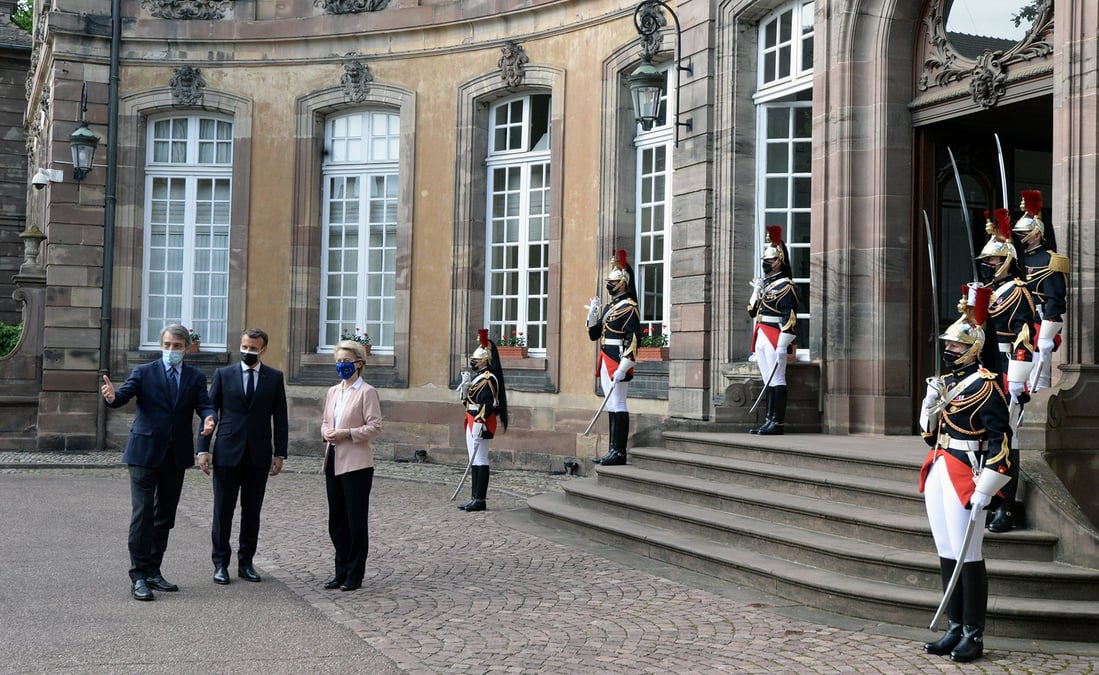 Sassoli, Macron, Von der Leyen