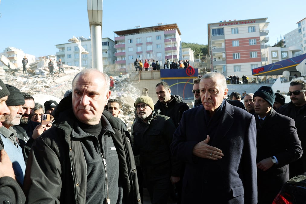 Le president turc tayyip erdogan en visite a kahramanmaras, en turquie