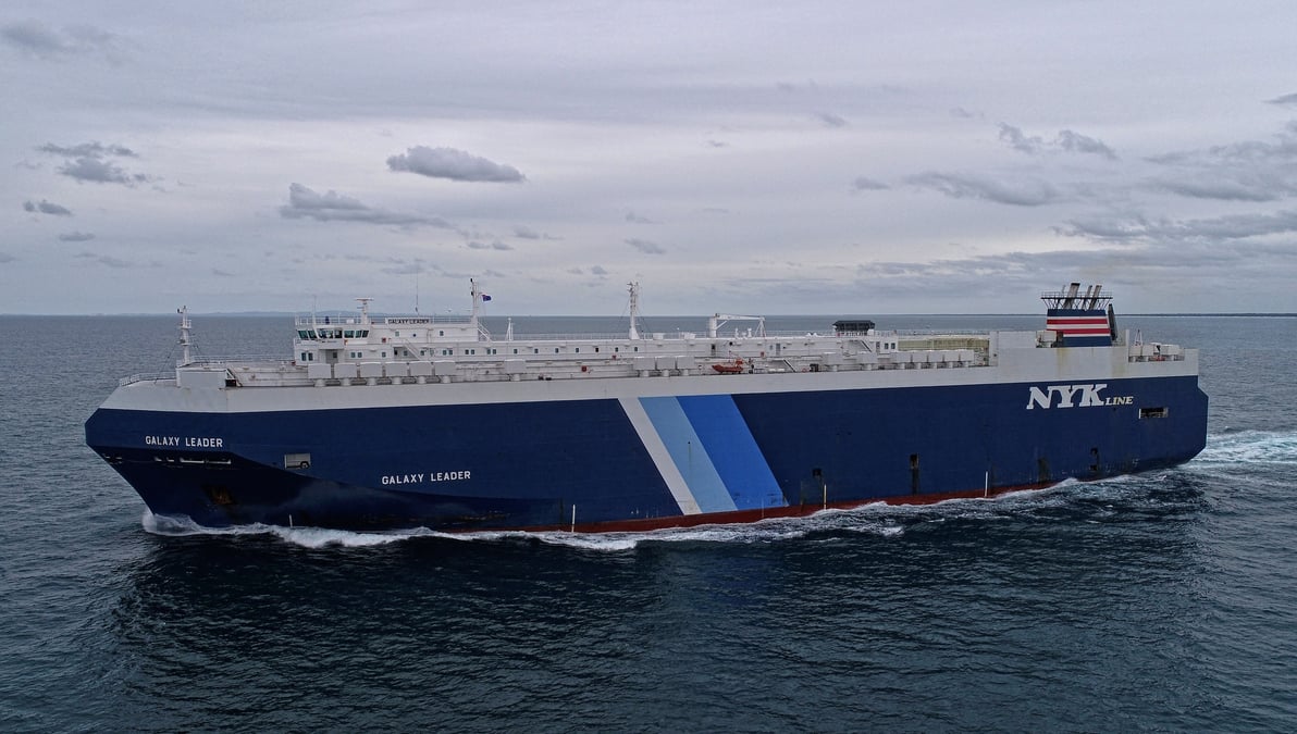 Le cargo galaxy leader, propriete britannique et exploite par le japon