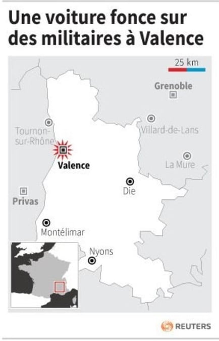 Une voiture fonce sur des militaires a valence