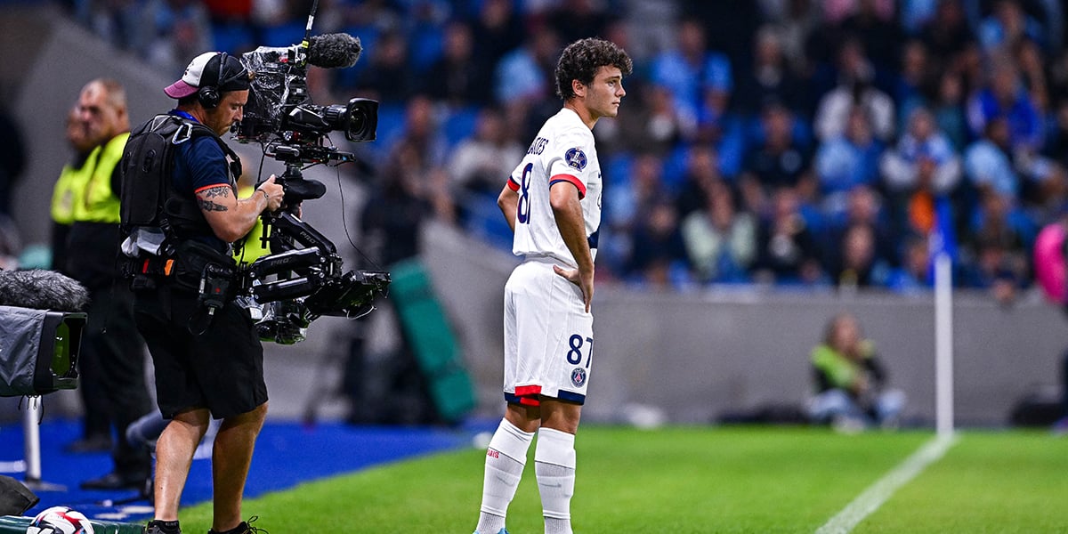 La recrue du PSG João Neves lors du premier match de Ligue 1 de la saison vendredi soir au Havre.