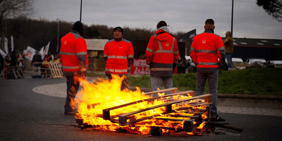 Un barrage routier ce mardi près de Saint-Brieuc en Bretagne.