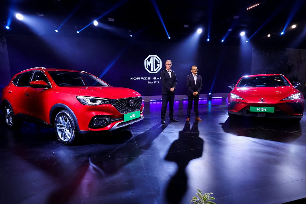 Mg motor india presente des modeles a l'auto expo 2023 a greater noida, inde