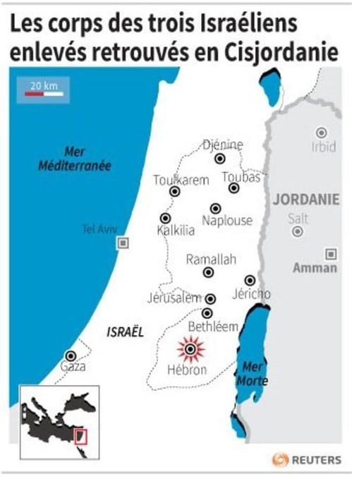 Les corps des trois jeunes Israéliens retrouvés près de Hébron