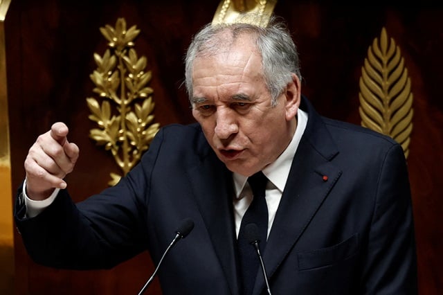 Le Premier ministre François Bayrou au perchoir de l'Assemblée nationale le 14 janvier lors de son discours de politique générale.