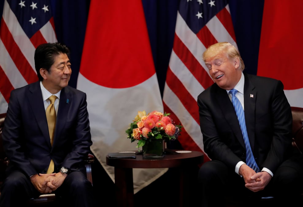 Shinzo abe a nomme trump pour le nobel de la paix a la demande des usa