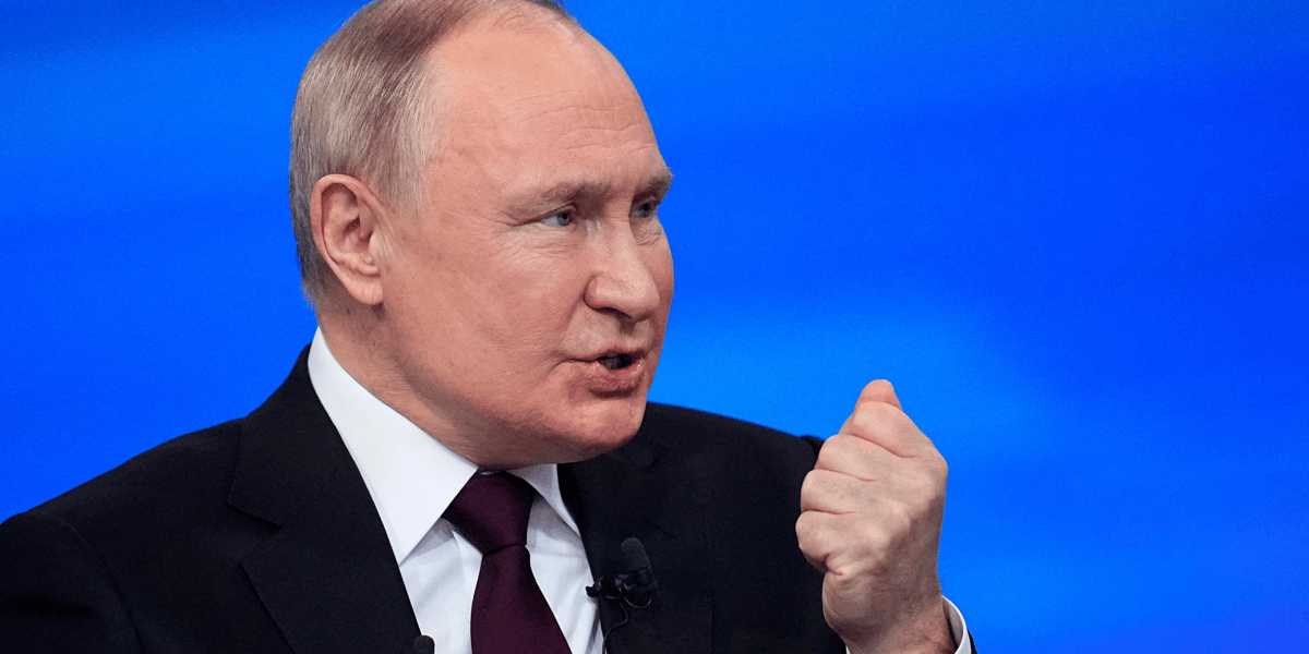 Le president russe vladimir poutine s'exprimant lors de sa conference de presse annuelle a moscou