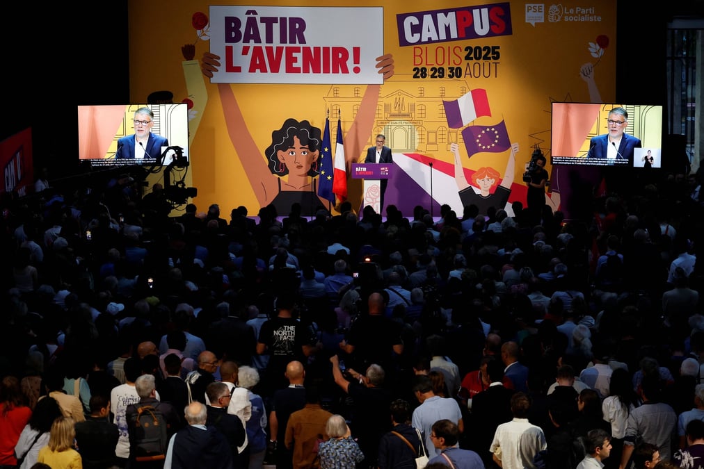 Le premier secrétaire du Parti socialiste lors de l’université d’été à Blois le 29 août.