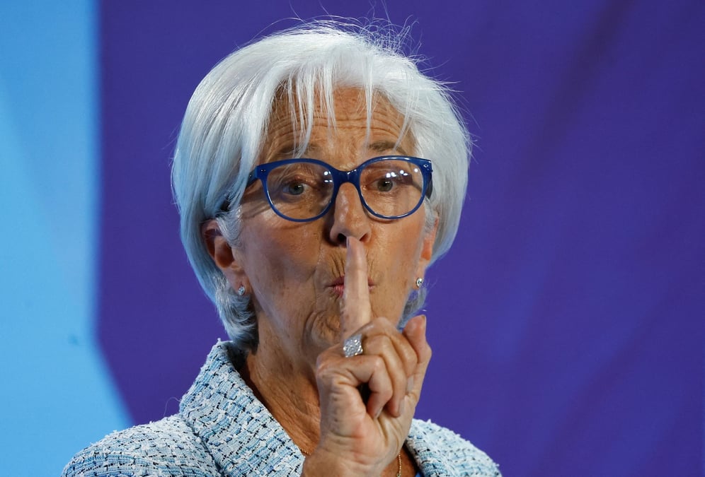 Christine lagarde, presidente de la banque centrale europeenne (bce), lors d'une conference de presse a francfort