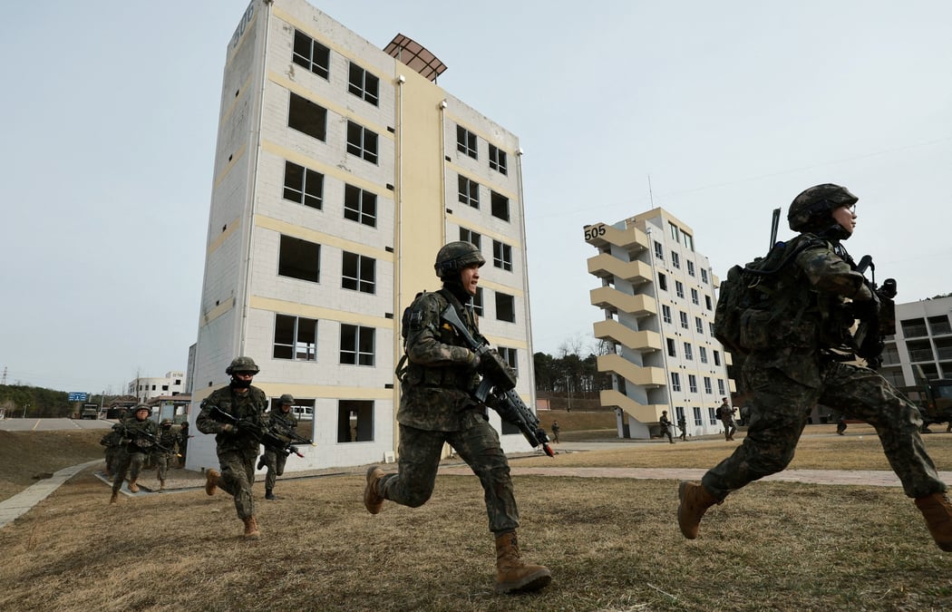 Photo d'archives des soldats sud-coreens a paju, en coree du sud
