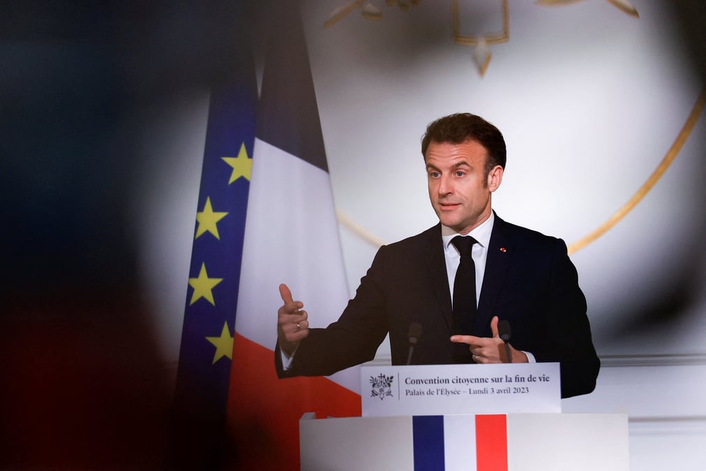 Le president francais emmanuel macron s'exprime a l'elysee