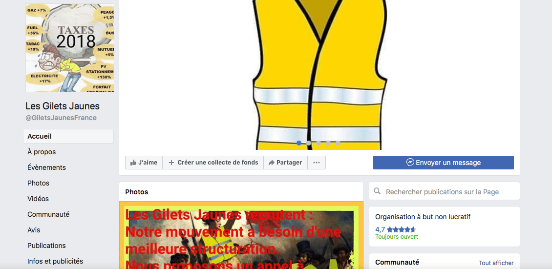 Facebook gilets jaunes