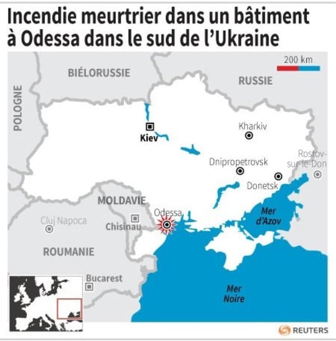 Au moins 38 morts dans un bâtiment incendié à Odessa