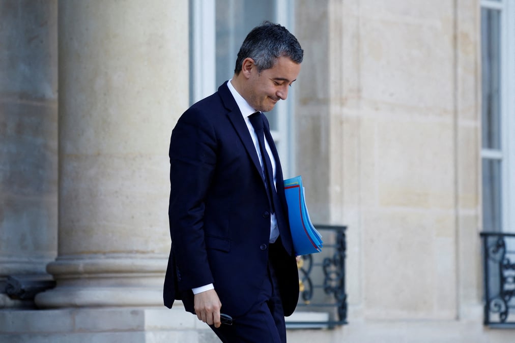 Le ministre de l'interieur, gerald darmanin, quitte le palais de l'elysee apres la reunion hebdomadaire du gouvernement