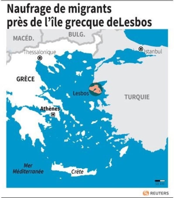 Naufrage de migrants pres de l’ile grecque delesbos