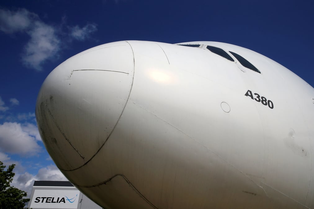 Un avion airbus a380 a meaulte, en france