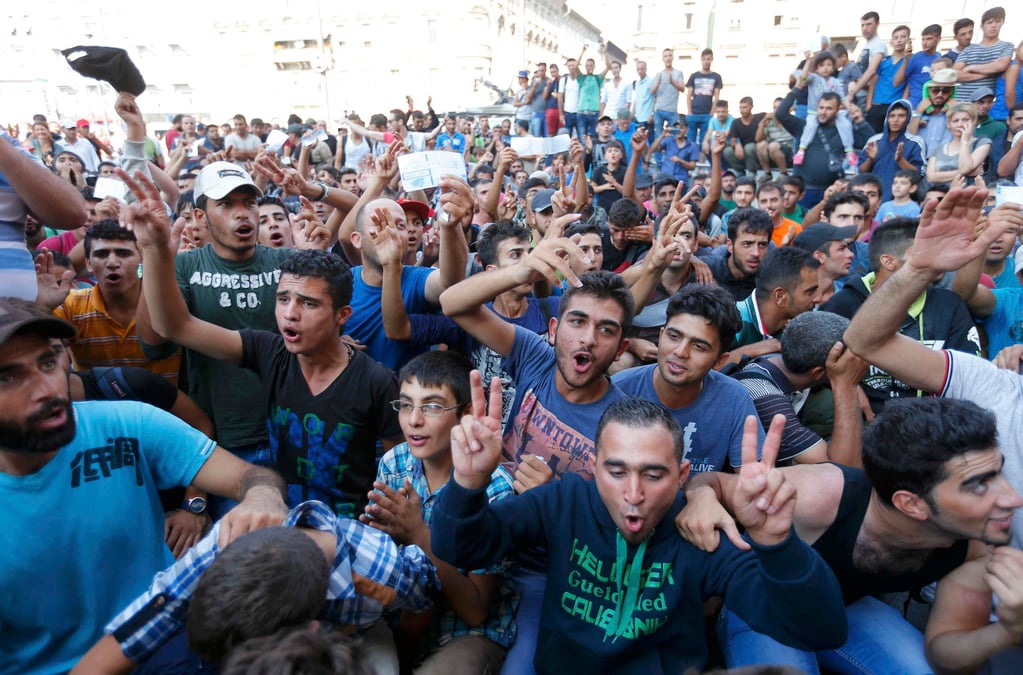 Manifestation de migrants a budapest