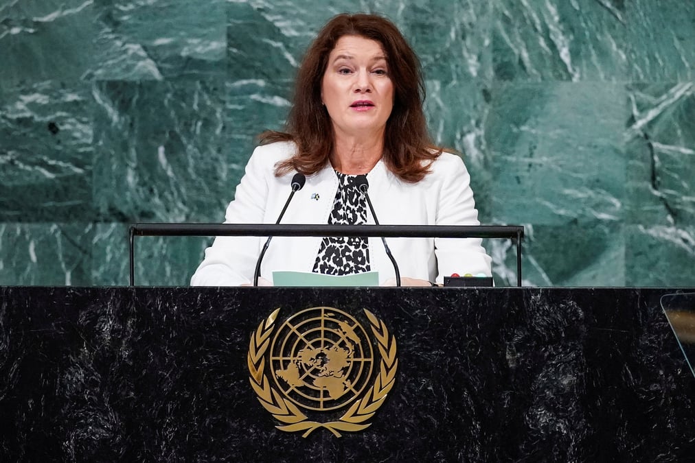 Photo d'archives de la ministre suedoise des affaires etrangeres, ann christin linde, au siege de l'onu a new york