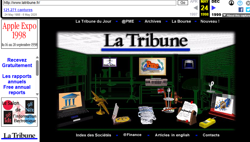 La Tribune en 1998, grâce à Internet Archive.
