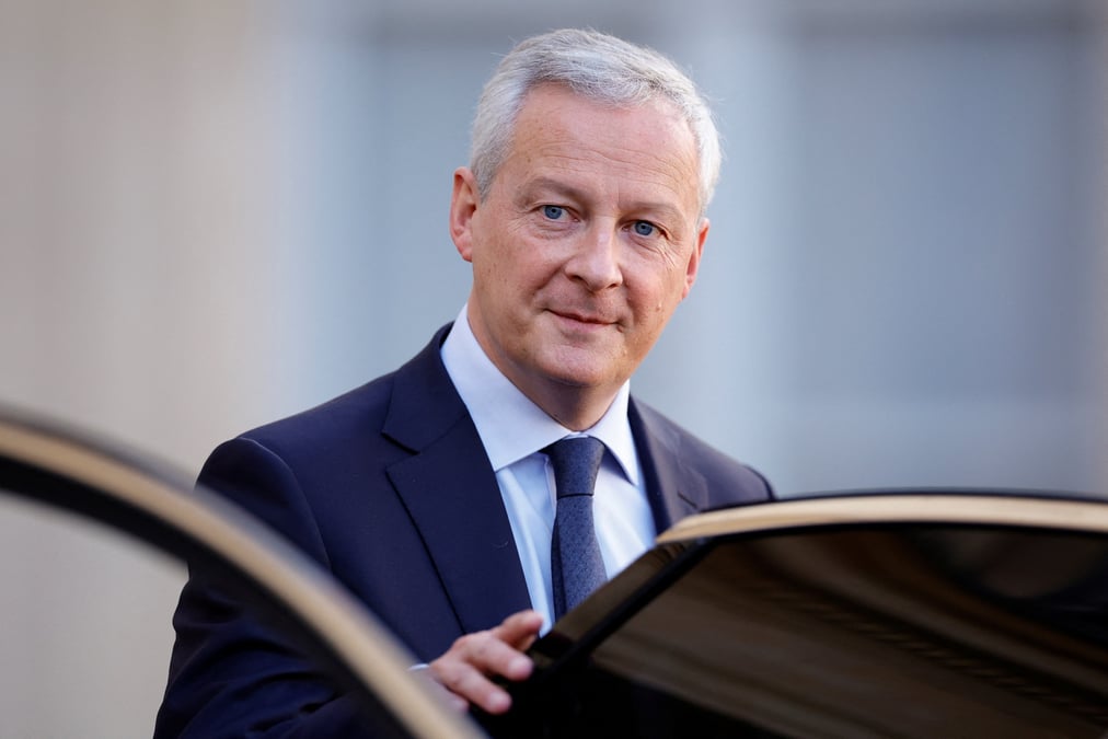 Le ministre francais de l'economie, des finances, de l'industrie et de la securite numerique bruno le maire a l'elysee a paris