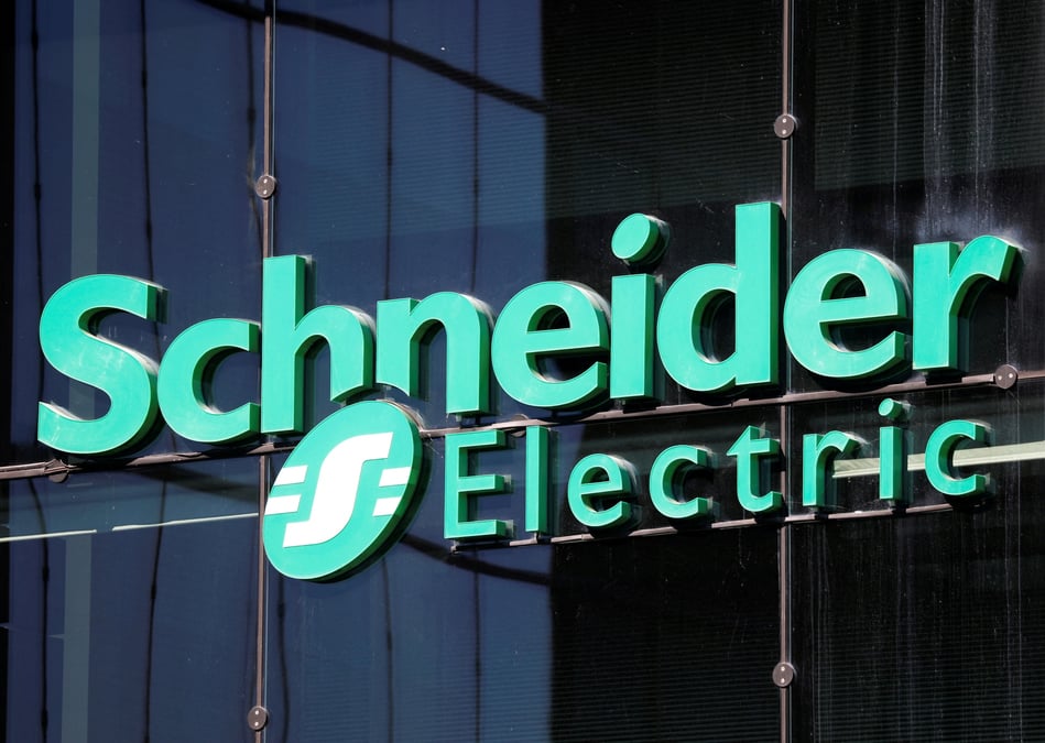 Le logo de scheider electrics, pres de paris