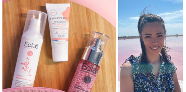 La marque de cosmétiques Eclaé, dont la gamme beauté est conçue à partir d’un ingrédient phare, l’algue rose, a été cofondée par Magali Caldeira et propose 22 produits et est présente essentiellement en pharmacies.