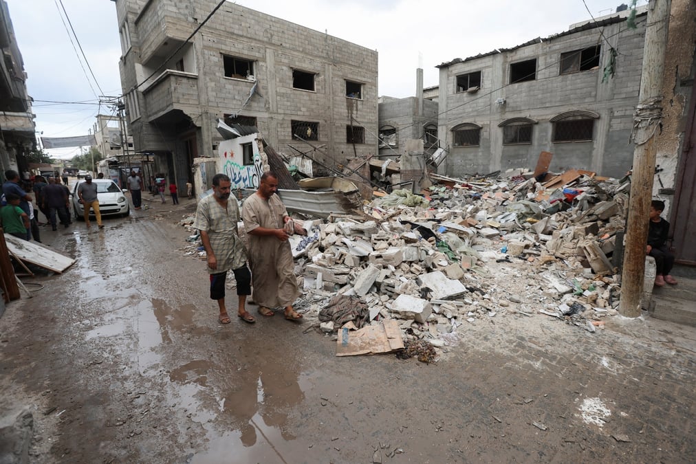 Site d'une frappe israelienne sur une maison, dans le cadre du conflit entre israel et le hamas, a nuseirat, dans le centre de la bande de gaza