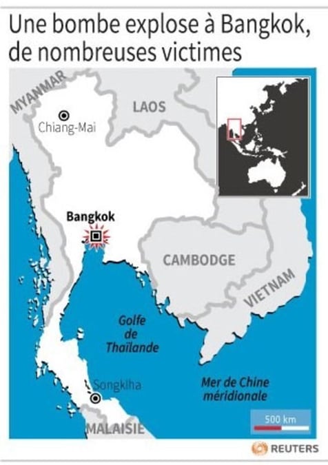 Une bombe en plein centre de bangkok fait plusieurs morts