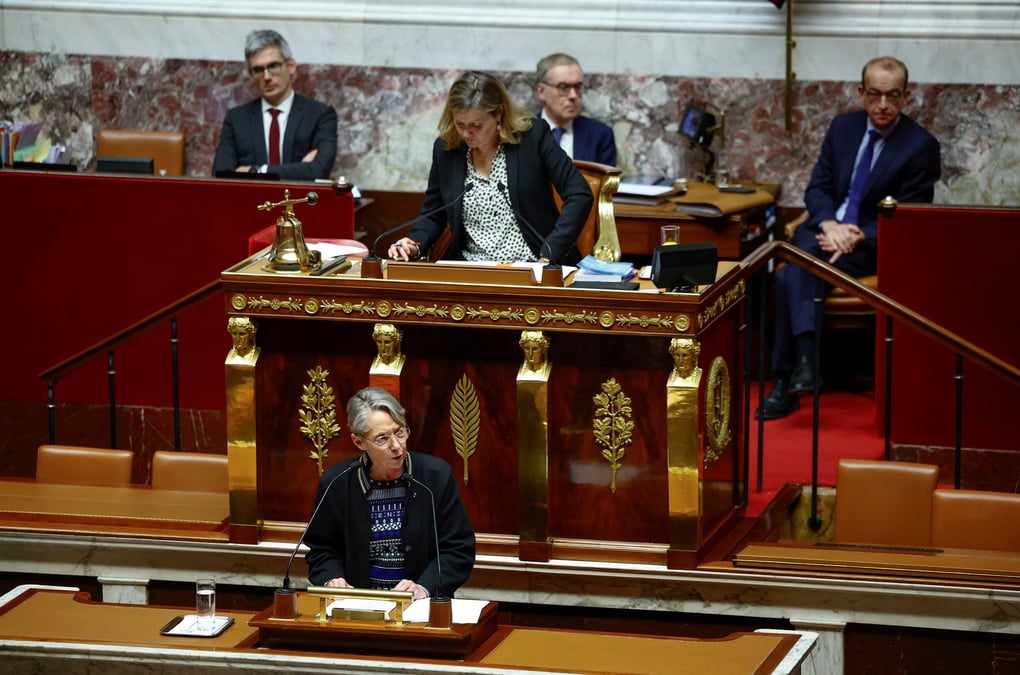 Le premier ministre francais elisabeth borne a l'assemblee nationale a paris