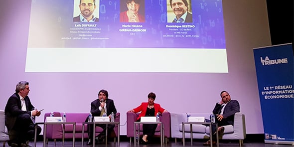 De gauche à droite : A. Rey (La Tribune), D. Restino (IME France), M.-H. Girbau-Grimoin (IDEE), et L. Duffault (Réseau Entreprendre).