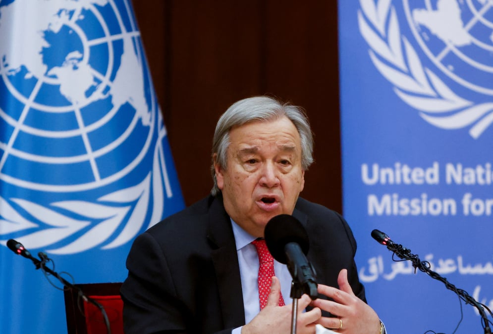 Le secrétaire général des Nations Unies, Antonio Guterres, s'adresse à la 78e session de l'Assemblée générale des Nations Unies à New York, aux États-Unis.