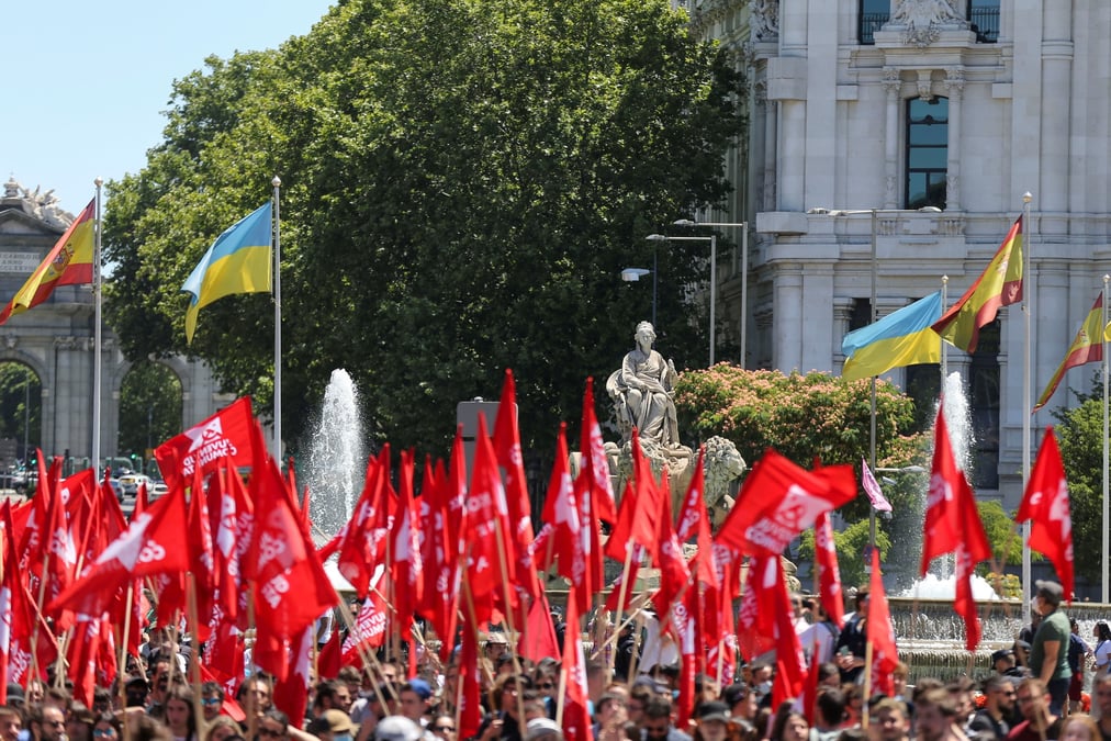 Manifestations a madrid contre le sommet de l'otan de mardi et mercredi