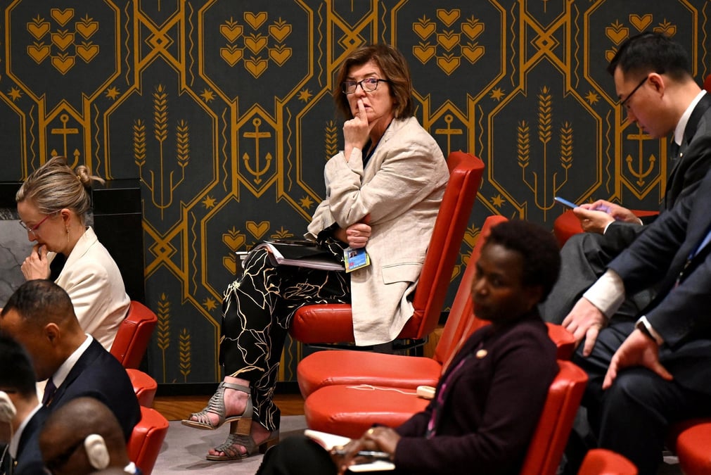 Sue gray, chef de cabinet de downing street, au siege de l'organisation des nations unies (onu)