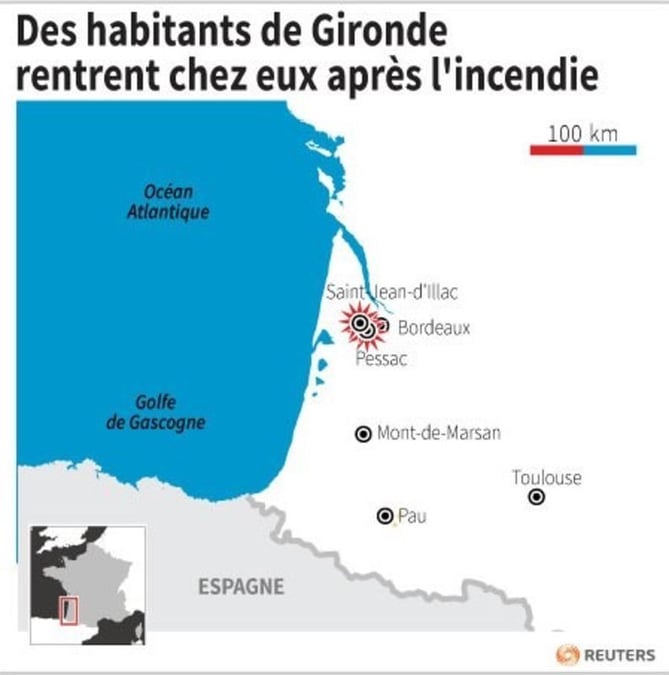 Des habitants de gironde rentrent chez eux apres l'incendie