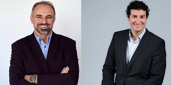 Christophe Gardent, président de Ach@t Solutions, et Jérémy Certoux, nouveau DG d'Agysoft (filiale d'Ach@t Solutions).