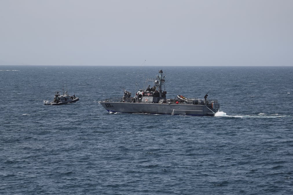Photo d'archives de bateaux de la marine israelienne en mer mediterranee