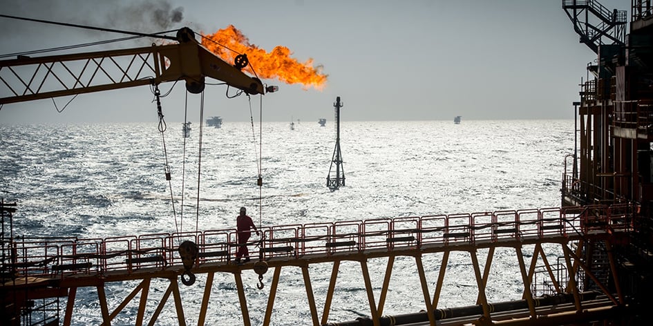 Plateforme offshore dans le gisement de Salman, dans le golfe Persique.