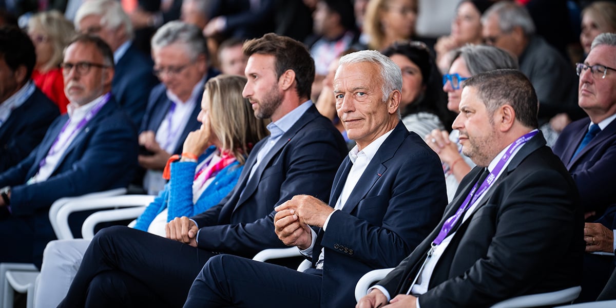 Cinquième édition de la rencontre des entrepreneurs de France 2023 LA REF, événement organisé par le Mouvement des entreprises de France (MEDEF), à l'Hippodrome Longchamp.