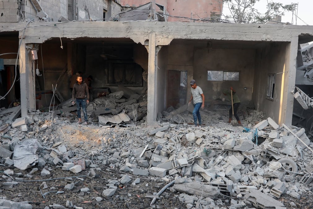 Aftermath of an israeli strike in gaza's nuseirat