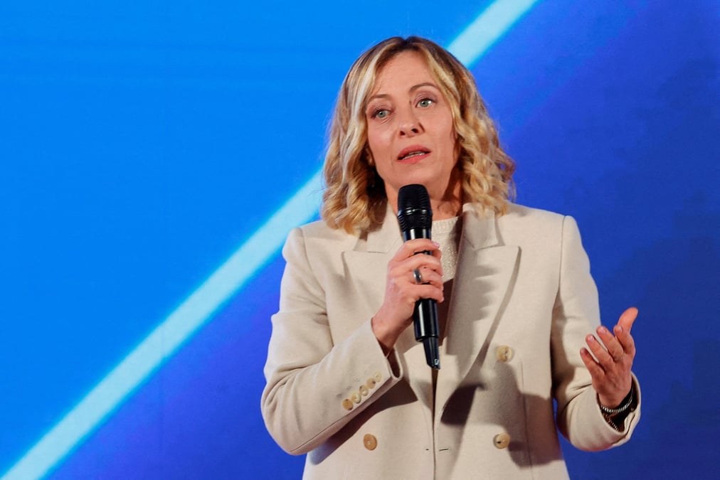 Le premier ministre italien giorgia meloni s'exprime a rome, italie