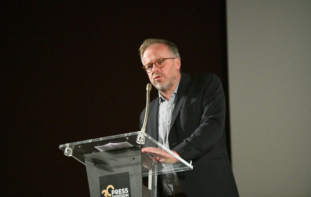 Christophe Deloire en 2022 lors des Press Freedom Awards.