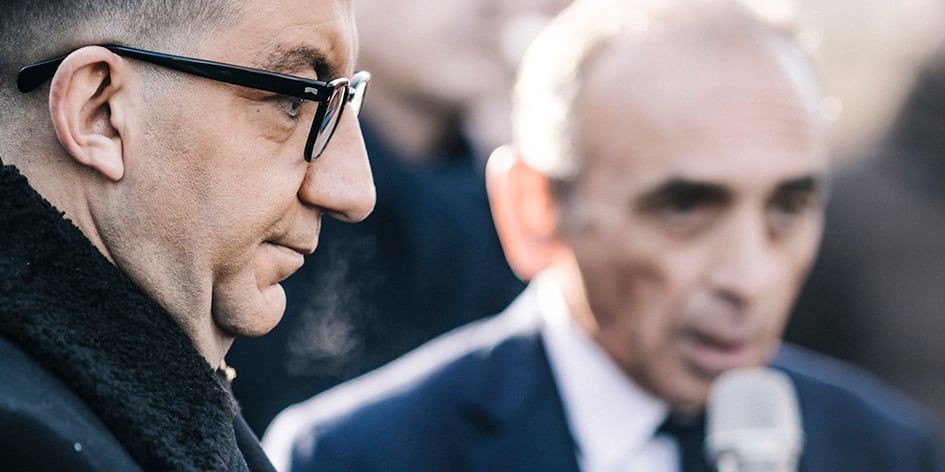Jean Messiha (à gauche) et Éric Zemmour à Villers-Cotterêts en janvier 2022.
